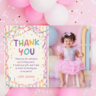 Carte de remerciement d'anniversaire colorée à ray