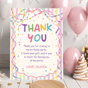 Carte de remerciement d'anniversaire colorée à ray