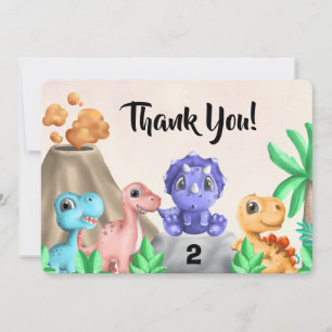 Carte de remerciement d'anniversaire de bébés dino