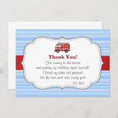 Carte de remerciement d'anniversaire de camion de  (Devant / Derrière)