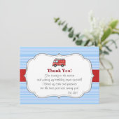 Carte de remerciement d'anniversaire de camion de  (Debout devant)