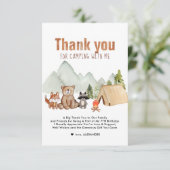 Carte de remerciement d'anniversaire de camping en (Debout devant)