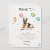 Carte de remerciement d'anniversaire de chiot Berg (Devant)