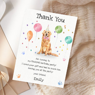 Carte de remerciement d'anniversaire de chiot Retr