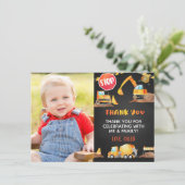 Carte de remerciement d'anniversaire de constructi (Debout devant)