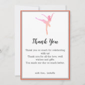 Carte de remerciement d'anniversaire de danseuse d (Devant)