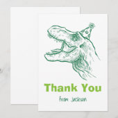 Carte de remerciement d'anniversaire de dinosaure (Devant / Derrière)