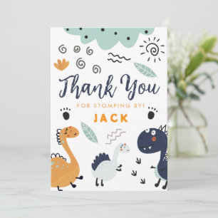 Carte de remerciement d'anniversaire de dinosaure