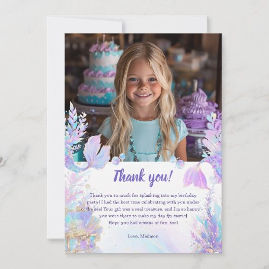 Carte de remerciement d'anniversaire de la Petite (Devant)