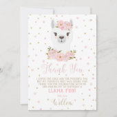 Carte de remerciement d'anniversaire de lama fille (Devant)