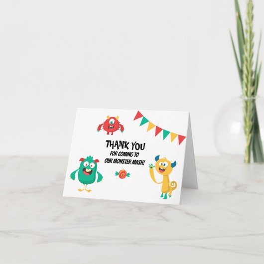 Carte de remerciement d'anniversaire de monstre mi (Devant)