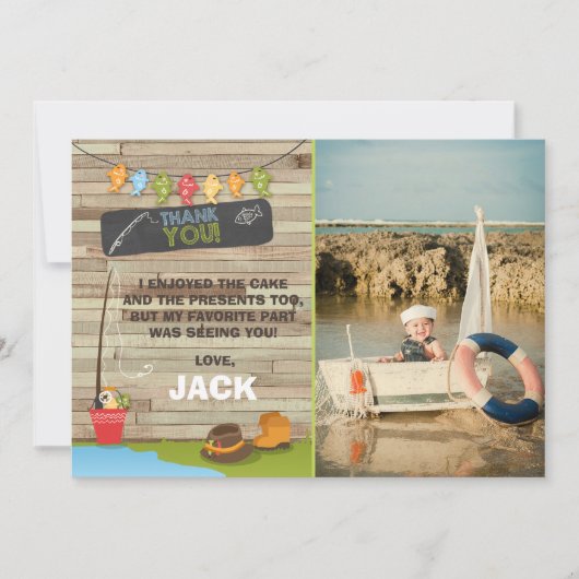 Carte de remerciement d'anniversaire de pêche Fête (Devant)