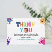 Carte de remerciement d'anniversaire de petit mons (Debout devant)