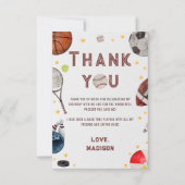 Carte de remerciement d'anniversaire de sport pour (Devant)