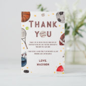 Carte de remerciement d'anniversaire de sport pour (Debout devant)