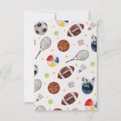 Carte de remerciement d'anniversaire de sport pour (Dos)