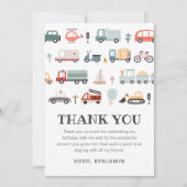 Carte de remerciement d'anniversaire de transport (Devant)