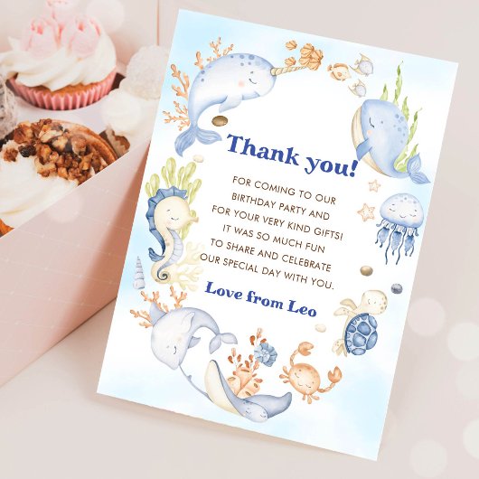 Carte de remerciement d'anniversaire de vie sous-m