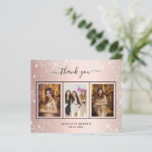 Carte de remerciement d'anniversaire en argent or  (Debout devant)