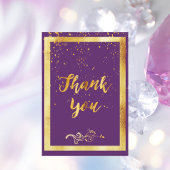 Carte de remerciement d'anniversaire en or violet