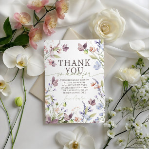Carte de remerciement d'anniversaire florale Fleur