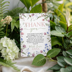 Carte de remerciement d'anniversaire florale Wild