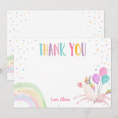Carte de remerciement d'anniversaire licorne Rose  (Devant / Derrière)