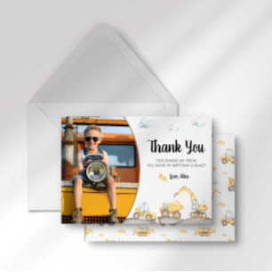Carte de remerciement d'anniversaire pour camion d