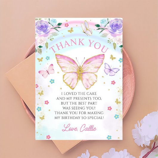 Carte de remerciement d'anniversaire pour fille ba