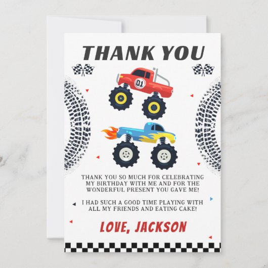 Carte de remerciement d'anniversaire pour garçon f (Devant)