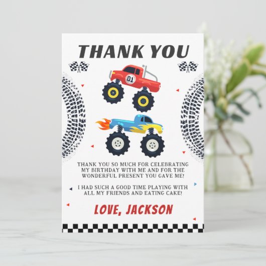 Carte de remerciement d'anniversaire pour garçon f (Debout devant)