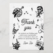 Carte de remerciement d'anniversaire Rock and Roll (Devant / Derrière)