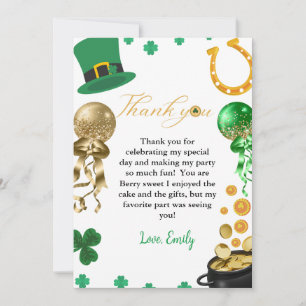 Carte de remerciement d'anniversaire Saint-Patrick