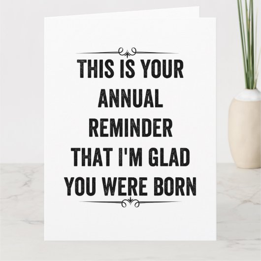 Carte de remerciement d'anniversaire sarcastique d (Devant)