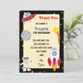 Carte de remerciement d'anniversaire Space Party (Debout devant)