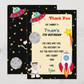 Carte de remerciement d'anniversaire Space Party (Devant / Derrière)