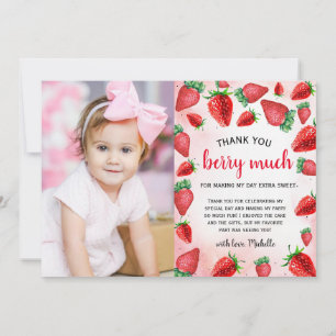Carte de remerciement d'anniversaire Strawberry Gi