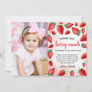 Carte de remerciement d'anniversaire Strawberry Gi