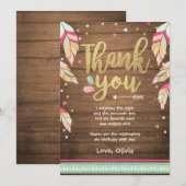 Carte de remerciement d'anniversaire Wild One rose (Devant / Derrière)