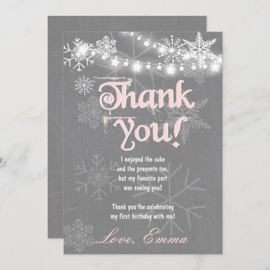 Carte de remerciement d'anniversaire Winter ONEder (Devant / Derrière)