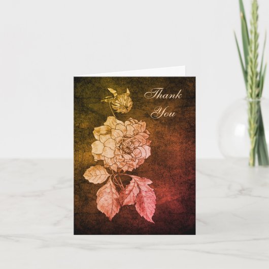 Carte de remerciement d'art floral de pivoine élég (Devant)