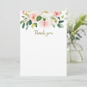 Carte de remerciement de baby shower aquarelle ros (Debout devant)