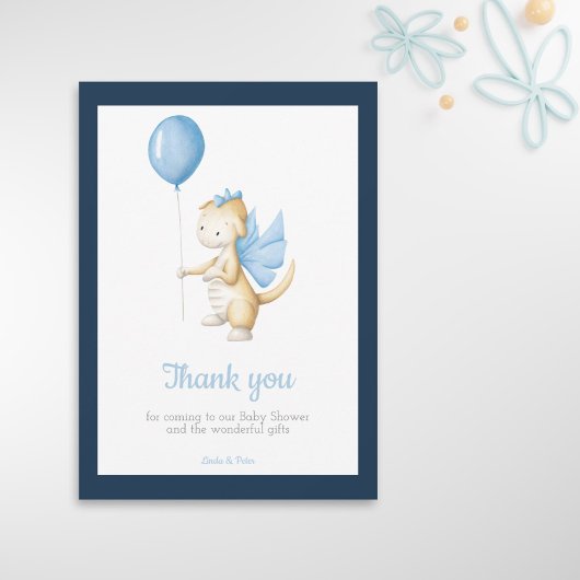 Carte de remerciement de baby shower pour bébé dra