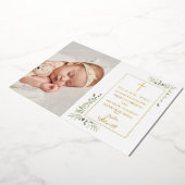 Carte de remerciement de baptême avec feuillage et (Rotation)