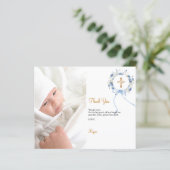 Carte de remerciement de baptême avec une couronne (Debout devant)