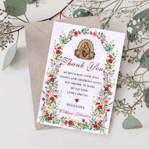 Carte de remerciement de baptême florale aquarelle