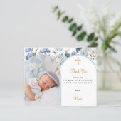 Carte de remerciement de baptême garçon à arche de (Debout devant)