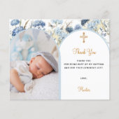 Carte de remerciement de baptême garçon à arche de (Devant)