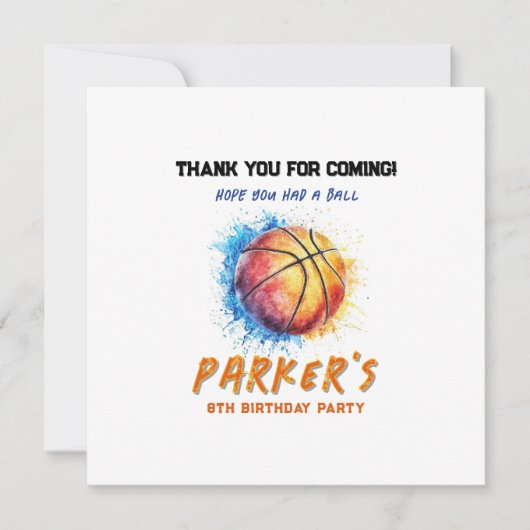 Carte de remerciement de basketball (Devant)