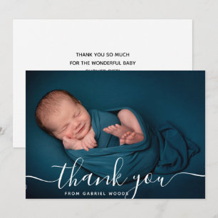 Carte de remerciement de bébé à col en photo calli